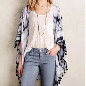 Anthropologie Elevenses Tasseled Silk Kimono NEW